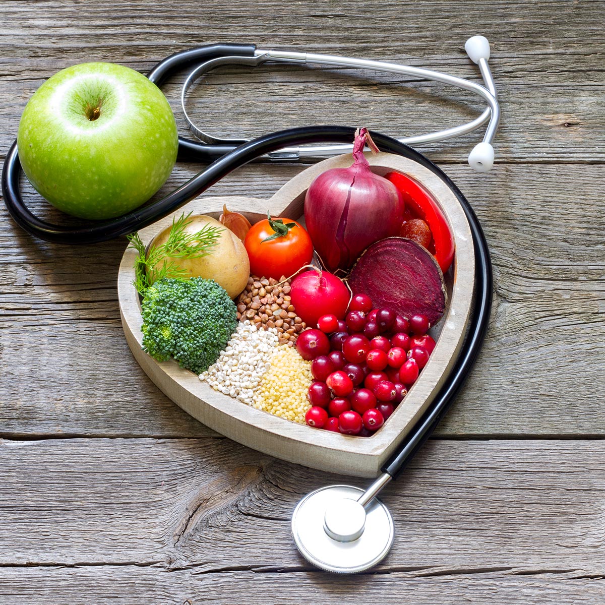 Healthy food in heart 
